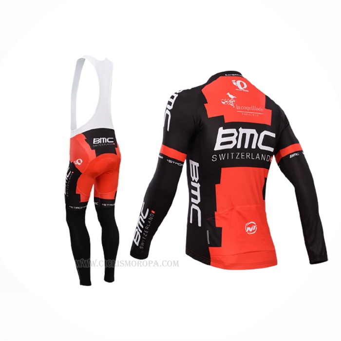 2014 Ropa Ciclismo BMC Negro Rojo Mangas Largas y Culotte Lunga